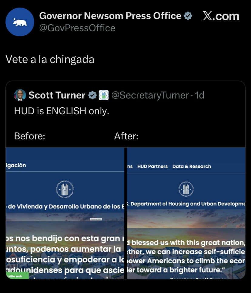 Gavin Newsom insulta en español a miembro del gabinete de Trump tras eliminar idiomas del sitio web del gobierno
