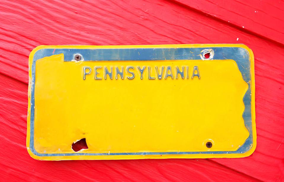 A vintage Pennsylvania license plateGetty