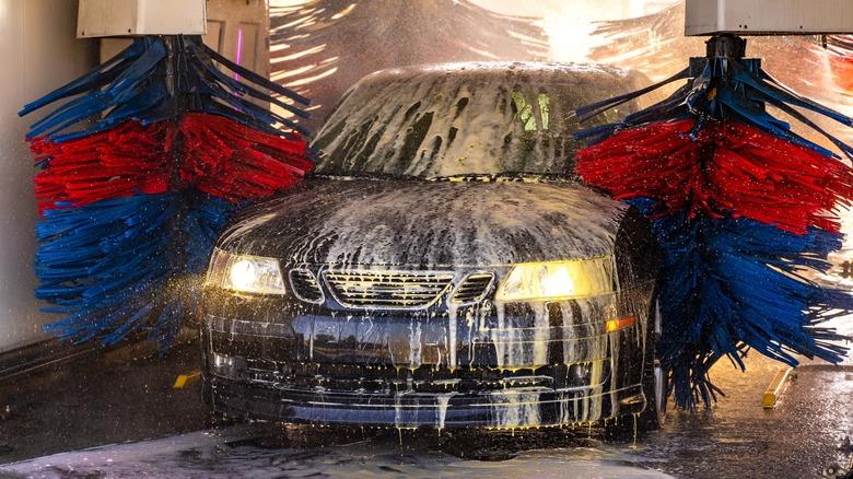 Car going through an automatic car wash