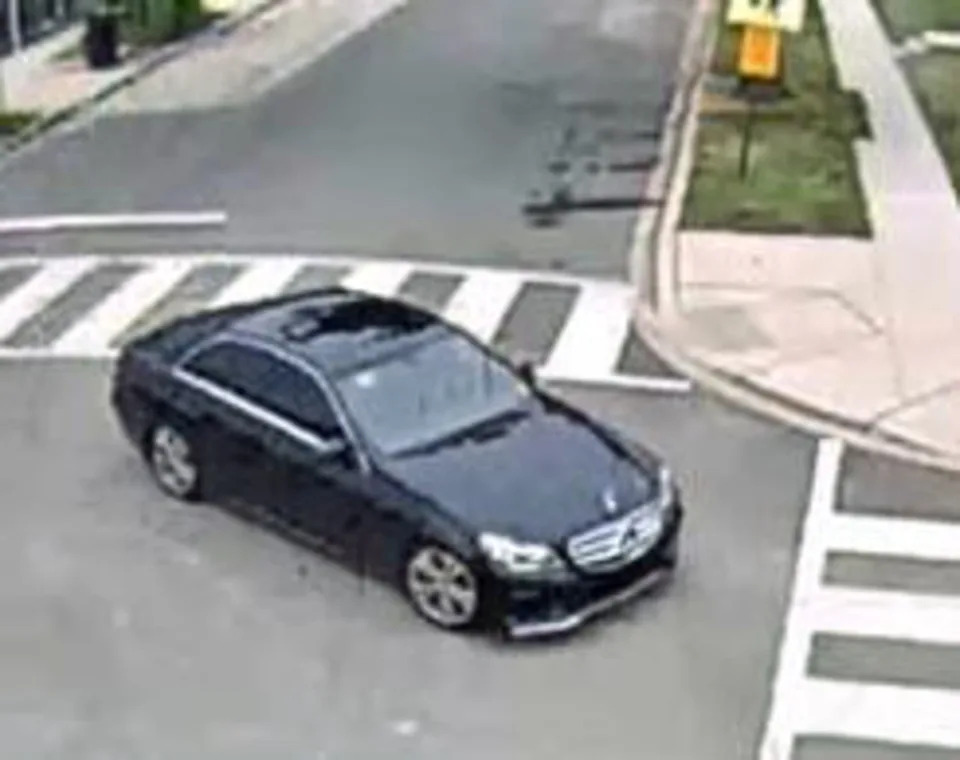 Surveillance footage showed a suspect driving a black Mercedes. (Superior Court of the District of Columbia)