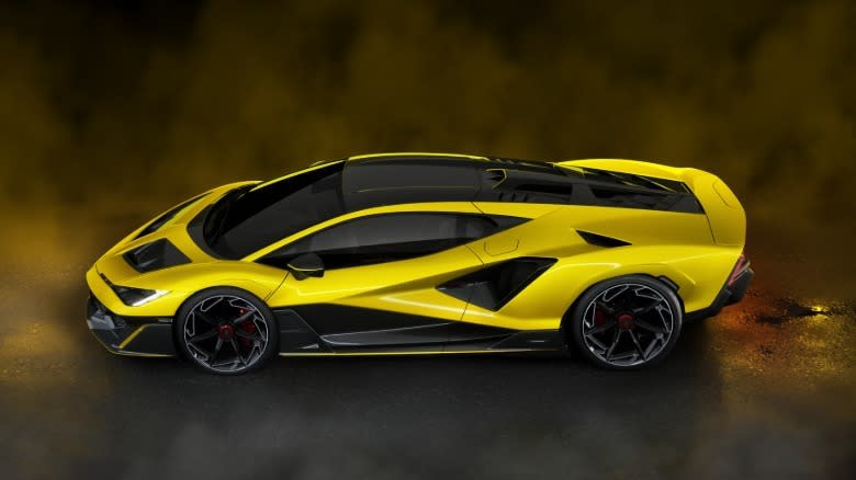 Side view of a yellow Lamborghini Fenomeno