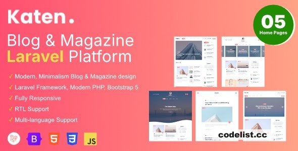 Katen v1.1.6 - Blog & Magazine Laravel Script