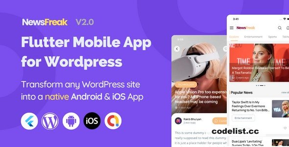 Newsfreak v2.2 - Flutter Mobile App for WordPress - nulled