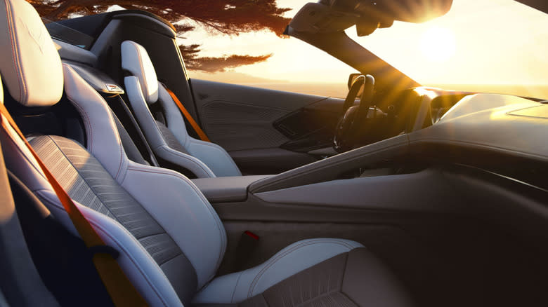 A look at the ZR1X Quail Silver Limited Edition's interior in front of a sunset