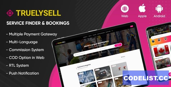 TruelySell v2.1.7 - On-demand Service Marketplace, Nearby Service Finder and Bookings (Web + Android + iOS)