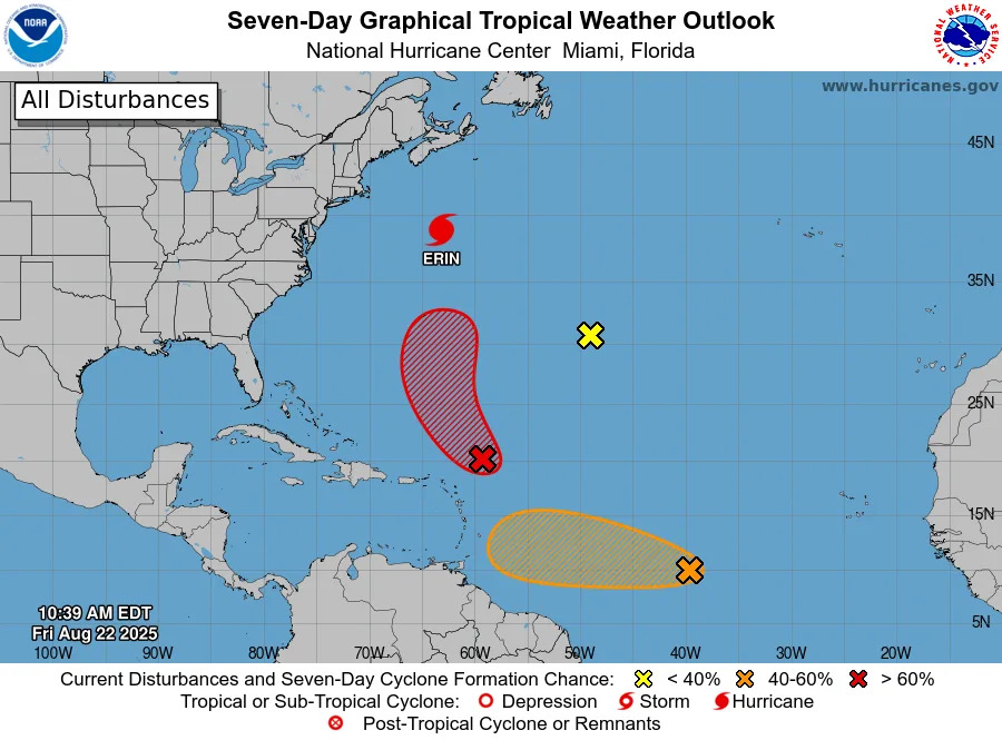 Invest 90L emerges as Hurricane Erin moves on. Will it impact Texas?