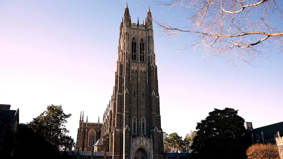 This February 2022 photo shows the Duke University Chapel in Durham, North Carolina. - Lance King/Getty Images