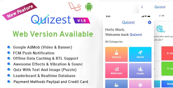 Quizest v1.5 - Complete Quiz Solutions With Android App And Interactive Admin Panel Quizest v1.5 - Complete Quiz Solutions With Android App And Interactive Admin Panel