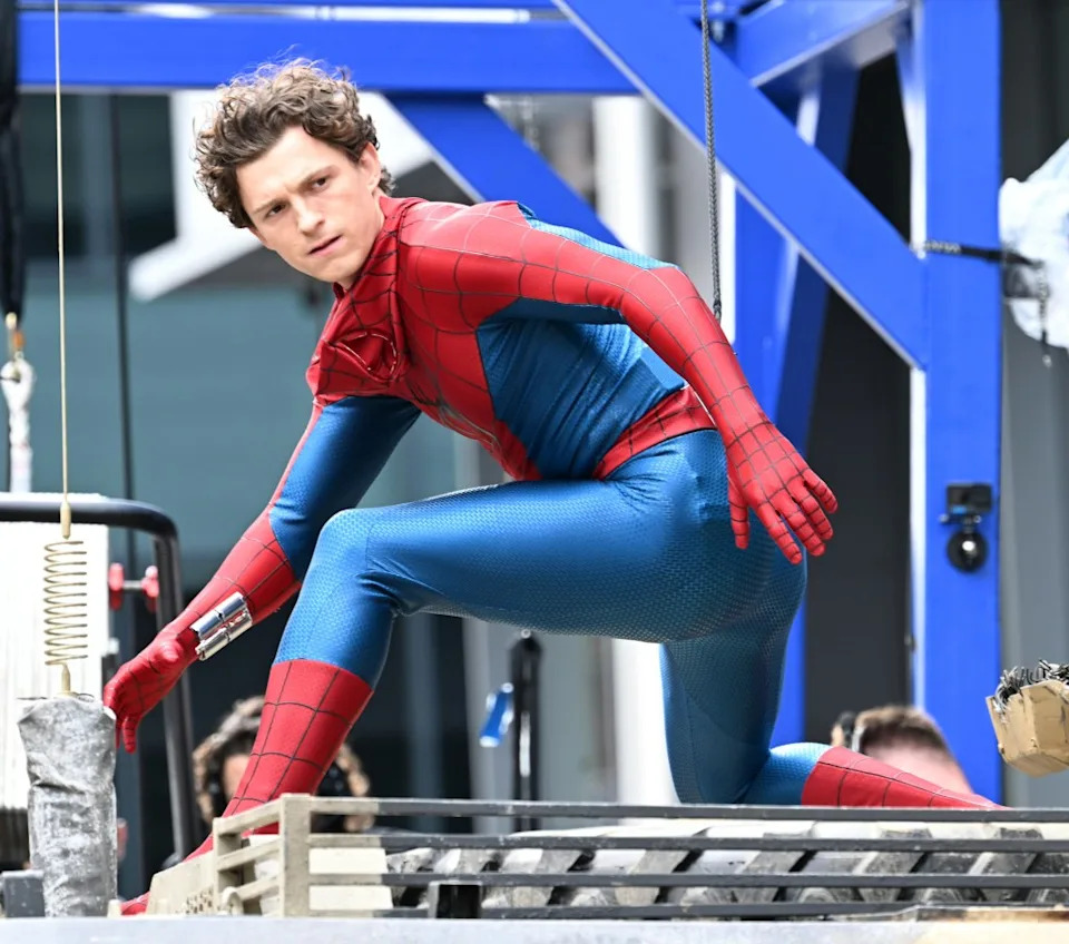 Tom Holland during the first day of shooting “Spider-Man: Brand New Day.” UnBoxPHD / SplashNews.com