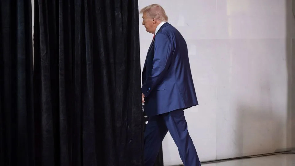 President Donald Trump departs an event at the Kennedy Center on August 13. - Francis Chung/Politico/AP