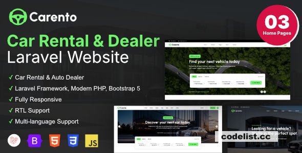 Carento v1.1.0 - Car Rental Booking Laravel System