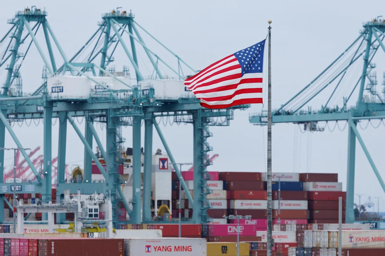 <span>The port of Los Angeles, in San Pedro, California, on 1 May 2025.</span><span>Photograph: Mike Blake/Reuters</span>