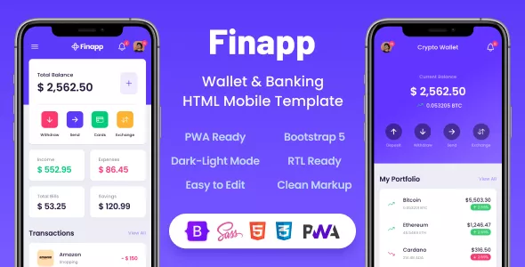 Finapp - Wallet & Banking HTML Mobile Template v2.2.1
