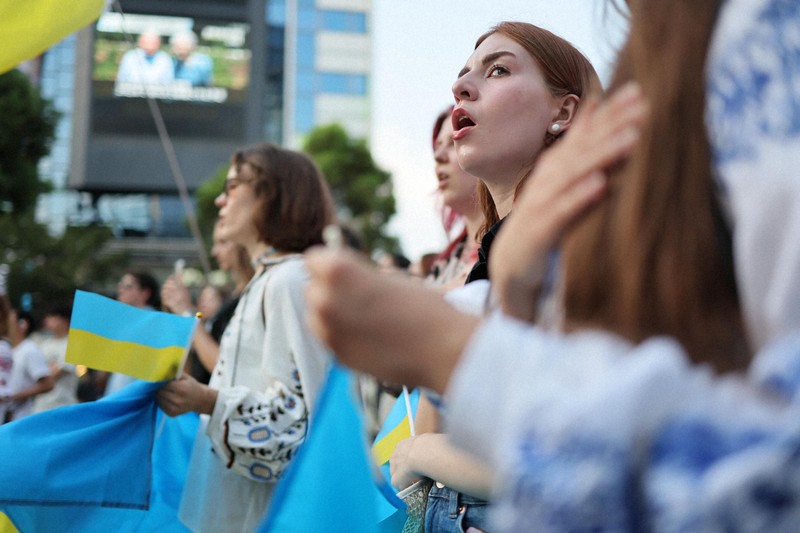 在日ウクライナ人ら、独立記念日に抗議の声　露侵攻から3年半　東京