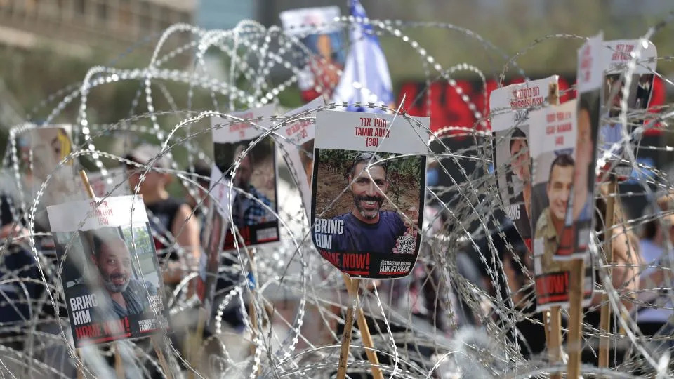 Israeli hostage families hold emergency protest after Gaza militants release videos showing emaciated captives