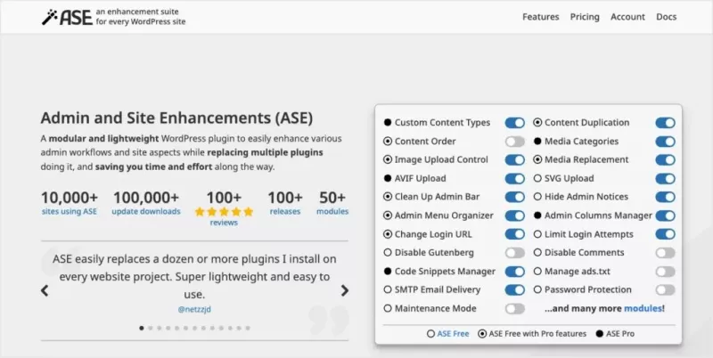 Admin and Site Enhancements (ASE) Pro v7.9.4