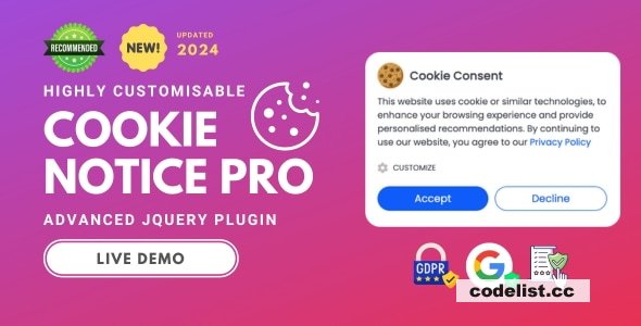 Cookie Notice Pro v2.2.1 - Advanced jQuery Plugin