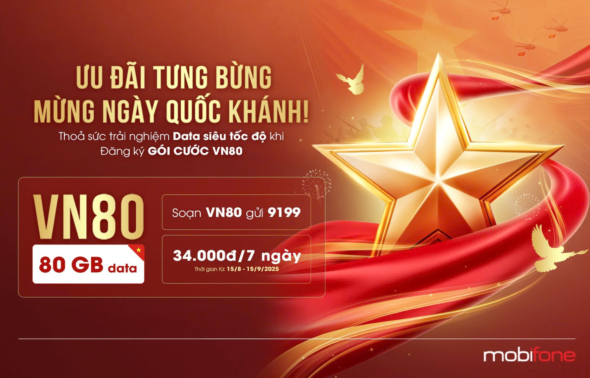 80 năm Quốc khánh 2/9: MobiFone tung loạt ưu đãi lớn tri ân khách hàng