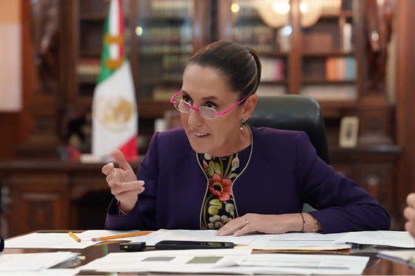 Sheinbaum durante la llamada con Trump para aplazar aranceles 90 días más