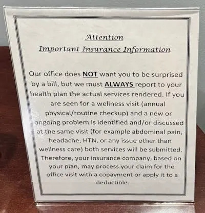 Insurance warning signs in doctors’ offices might discourage patients from speaking openly about their health