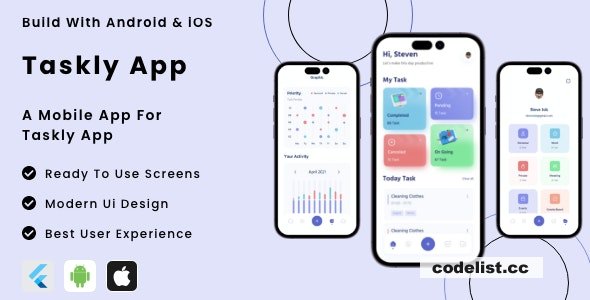 Taskly App v1.0 - Flutter Mobile App Template