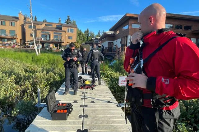 The Anchorage Fire Department/Facebook Crews coordinate the search for a missing paddle boarder