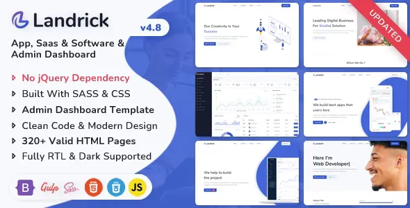 Landrick - Multipurpose App, Saas & Software Landing & Admin Dashboard Template v4.8