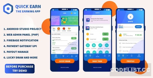 Quick Earn v1.5 - Play Fantasy Game Luky Draw With Paypal Payment Gateway