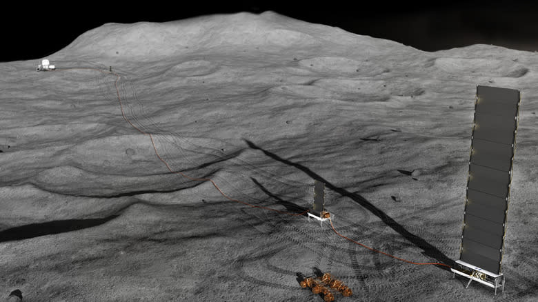 An artist's impression of an Artemis nuclear fission reactor on the Moon.