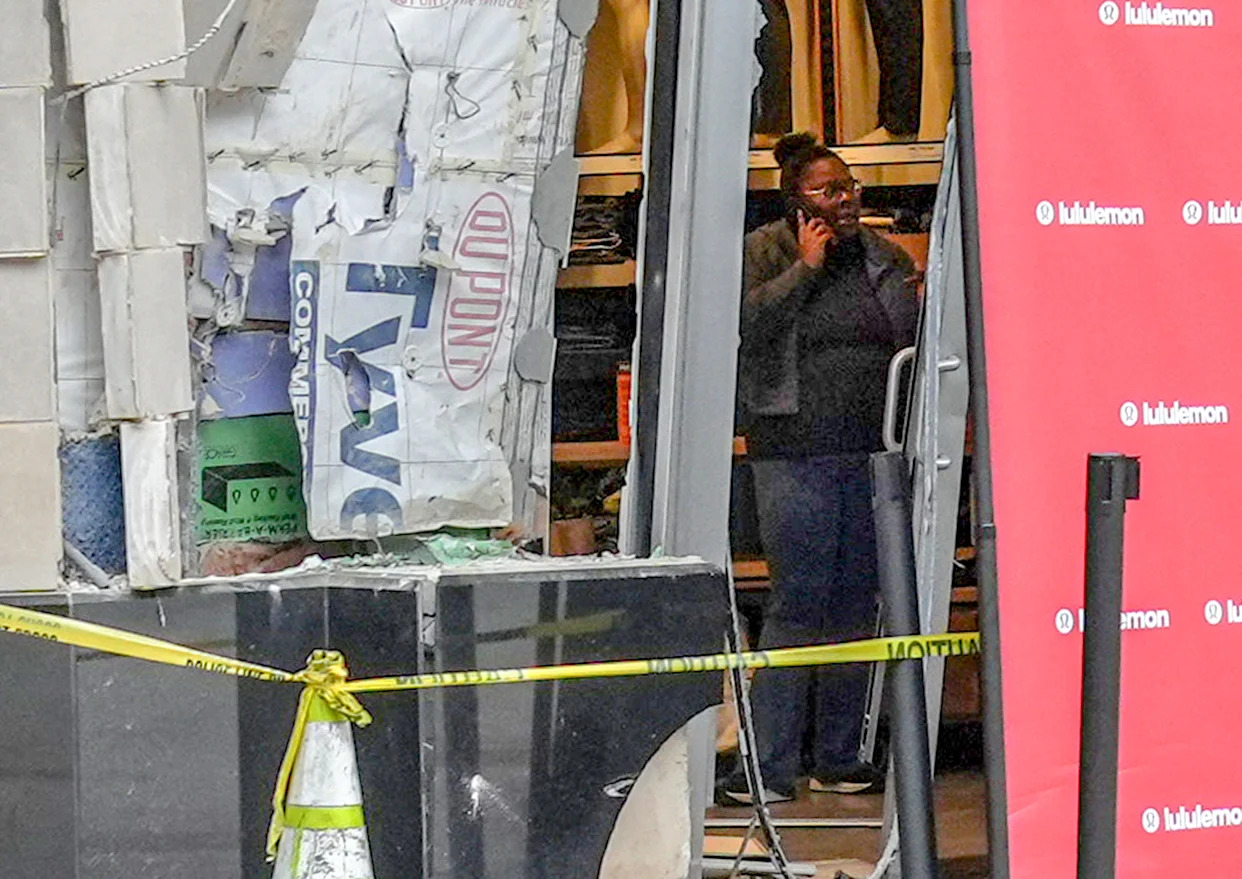 Truck rams into Lululemon in downtown Greenville, two men flee with merchandise