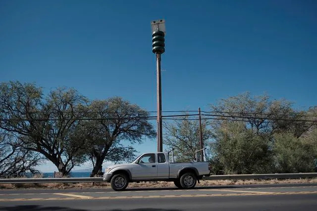 The Yomiuri Shimbun via AP Images A photo of a warning siren in Maui, Hawaii