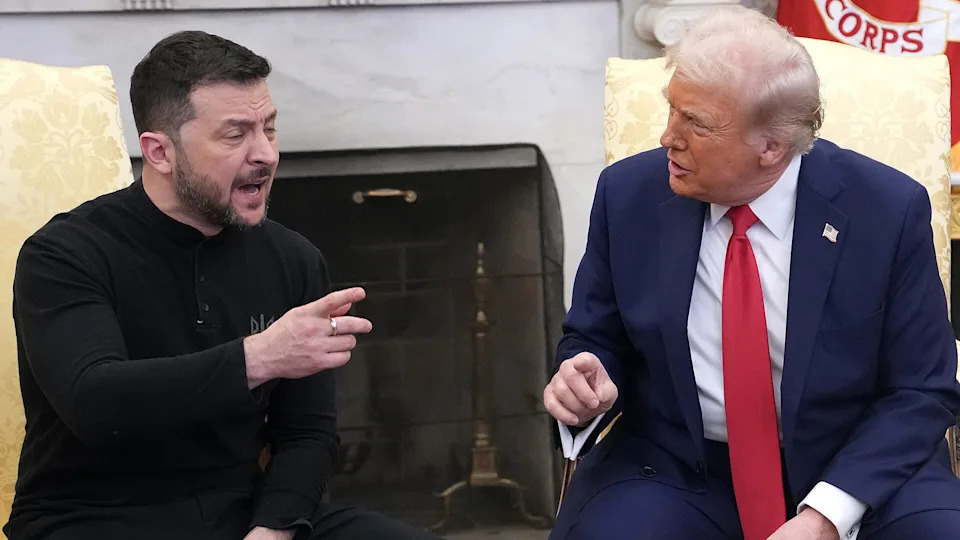 President Trump and Ukrainian President Volodymyr Zelensky meet in the Oval Office at the White House on Feb. 28, 2025. / Credit: Andrew Harnik/Getty Images