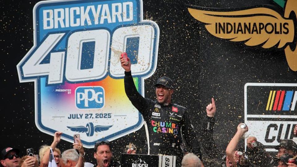 Bubba Wallace Takes Checkered Flag At Brickyard 400