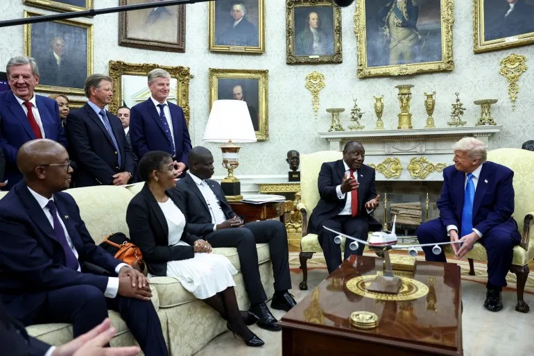 Donald Trump meets South African President Cyril Ramaphosa in the Oval Office of the White House 