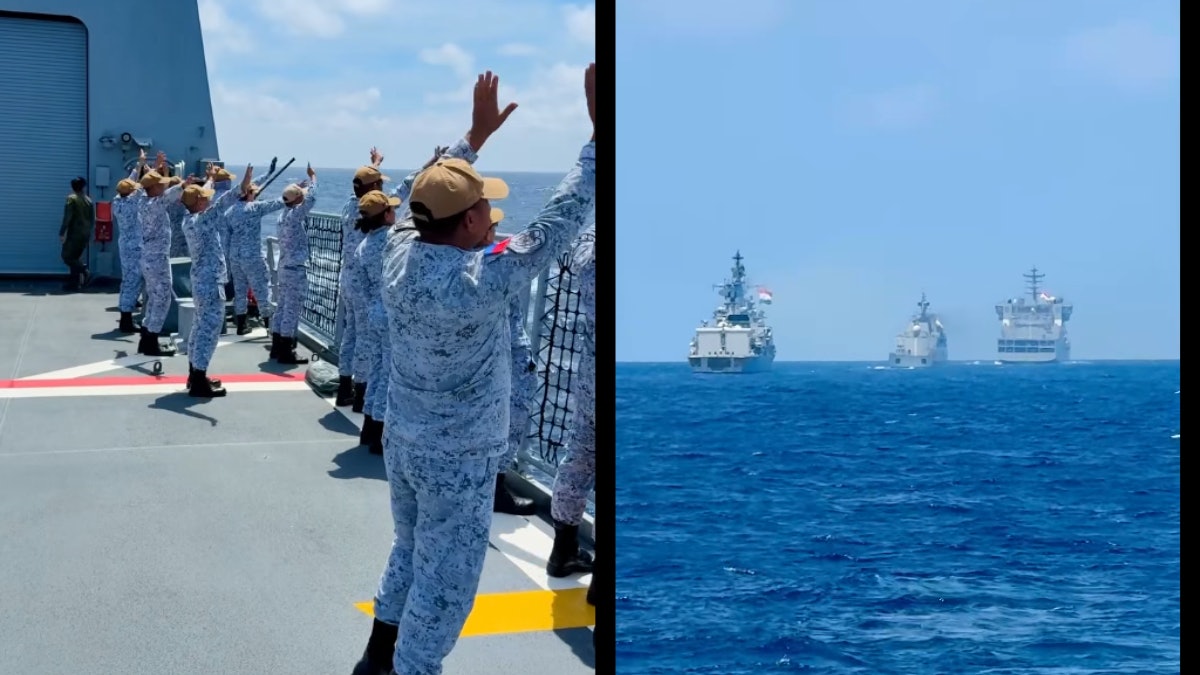 與印度海軍首次南海聯合巡邏結束　菲律賓船員向同行揮手致意