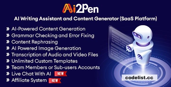 Ai2Pen v4.4 – AI Writing Assistant and Content Generator (SaaS Platform) - nulled