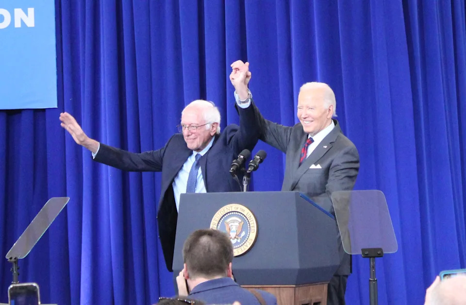 Vermont Sen. Bernie Sanders and President Joe Biden promoted the Biden-Harris administration's work on lowering prescription drug prices and campaigned for Vice President Kamala Harris at an official White House event in Concord Tuesday, Oct. 22, 2024.