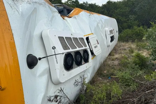 Travis County Emergency Services The damaged school bus