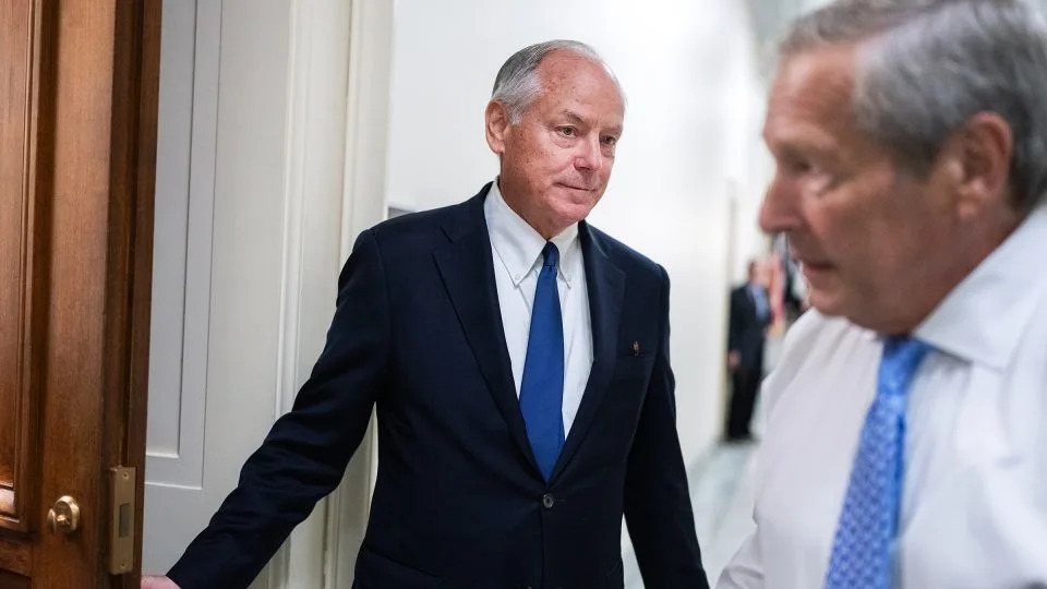 Steve Ricchetti, left, who served as counselor to former President Joe Biden, arrives to a House Oversight Committee interview on Capitol Hill in Washington, DC. - Tom Williams/CQ Roll Call/Getty Images