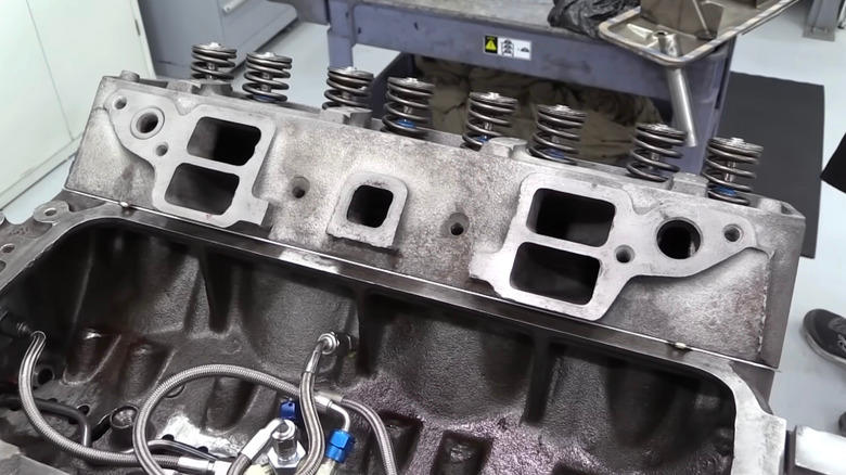 A cylinder head from a Ford Y-Block V8 engine