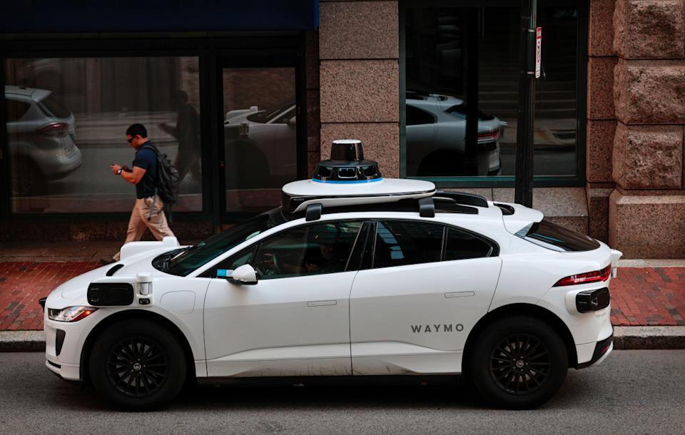 A Waymo parallel parked in Boston, MAGetty