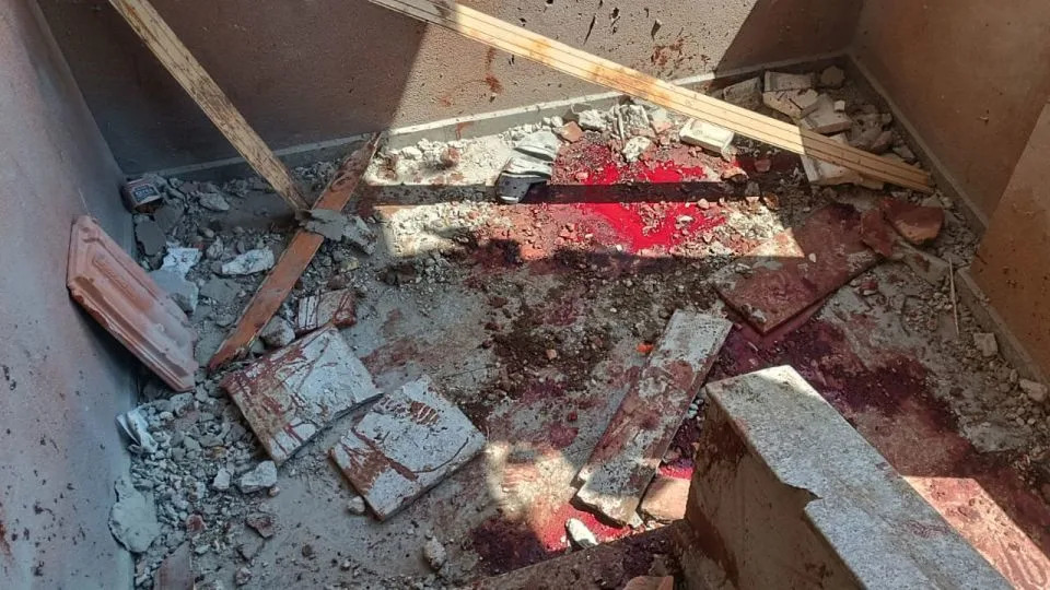 The bloodied staircase at Nasser Hospital in Gaza after an Israeli "double-tap" attack on Monday, August 25, 2025. - Salah Mansour/Courtesy Dr. Yousef Abu Al-Rish