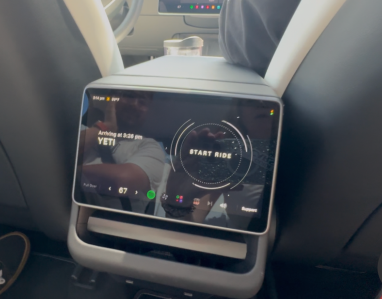 The start ride button in the Tesla Robotaxi