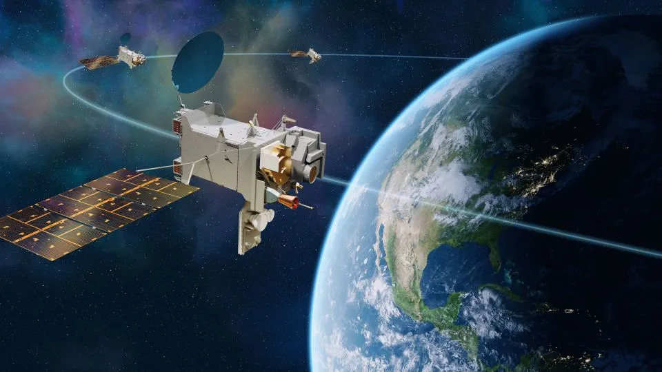 Concept art of NOAA's GeoXO weather satellite constellation. - Lockheed Martin/NOAA