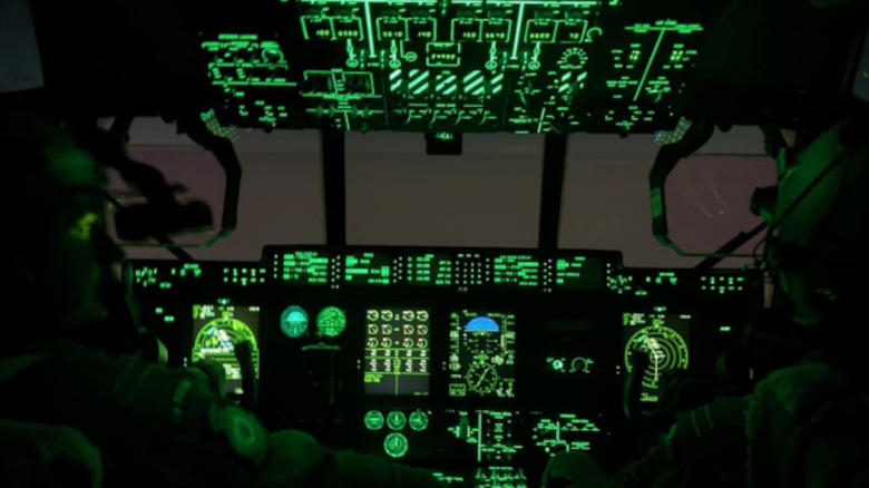 The cockpit of the C-130J Hercules that rescued the McMurdo personnel