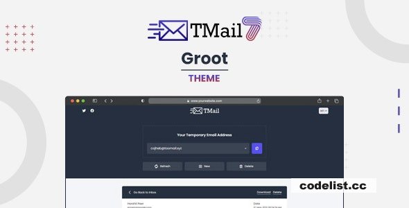 Groot v1.8 - Theme for TMail - Multi Domain Temporary Email System 