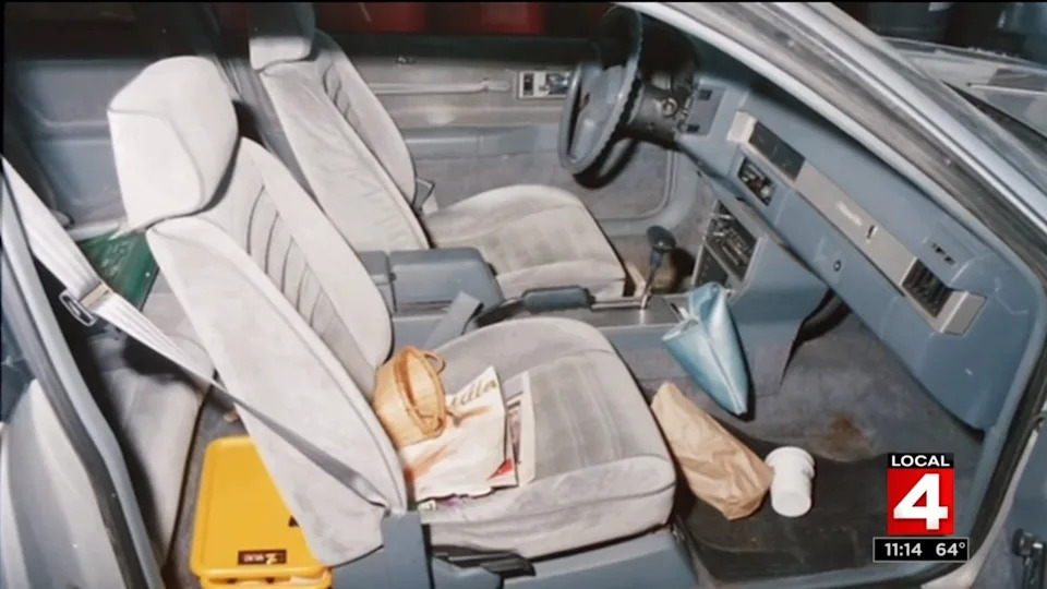 Crime scene image inside Paige's car