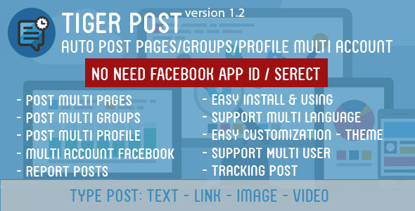 Tiger Post - Facebook Auto Post Multi Pages/Groups/Profiles Tiger Post - Facebook Auto Post Multi Pages/Groups/Profiles