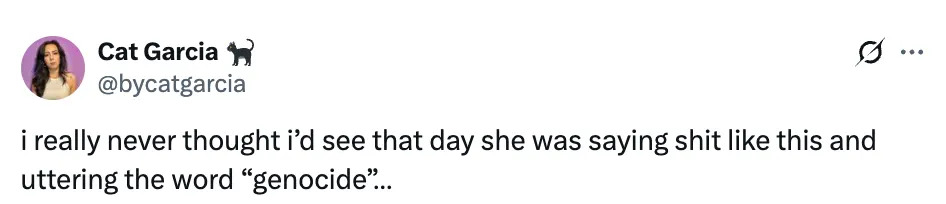 Tweet expressing disbelief at someone using offensive language and the word "genocide."