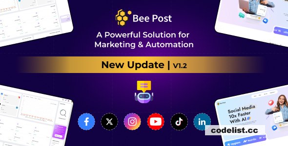 BeePost v1.2 - AI Social Media Management & Content Creation SaaS with Subscription System - nulled